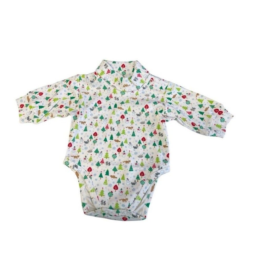 Hartstrings Baby Christmas Tree Print Long Sleeve Bodysuit